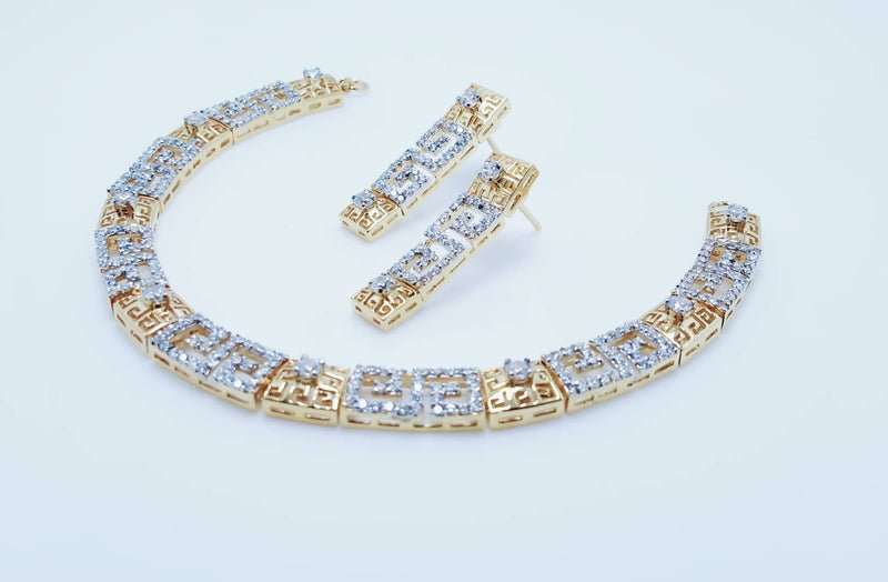 Gold Plated Necklace Set With americon Zircons. (925 Silver)