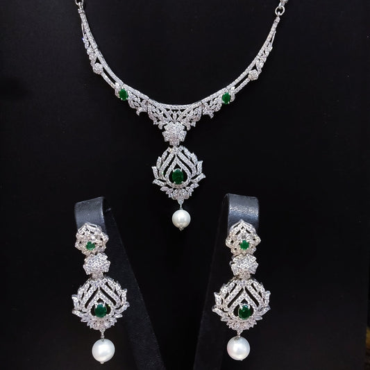 White Gold plated Necklace set