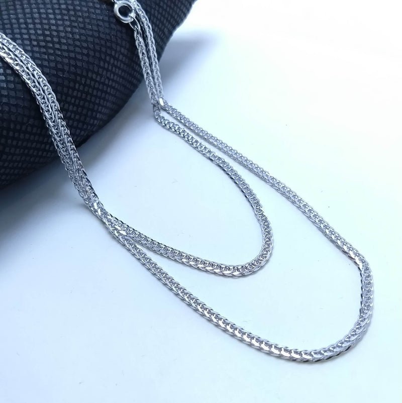 (V Square) Chain Premium Quality Rhodium Plated.(925 Silver)