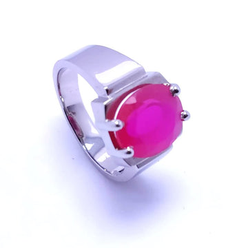 Silver Men`s Ring Italian made with Ruby Stone.(925 Silver)