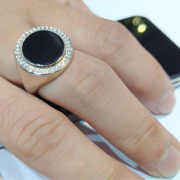 Men`s Ring with Black Onyx . (925 Silver)