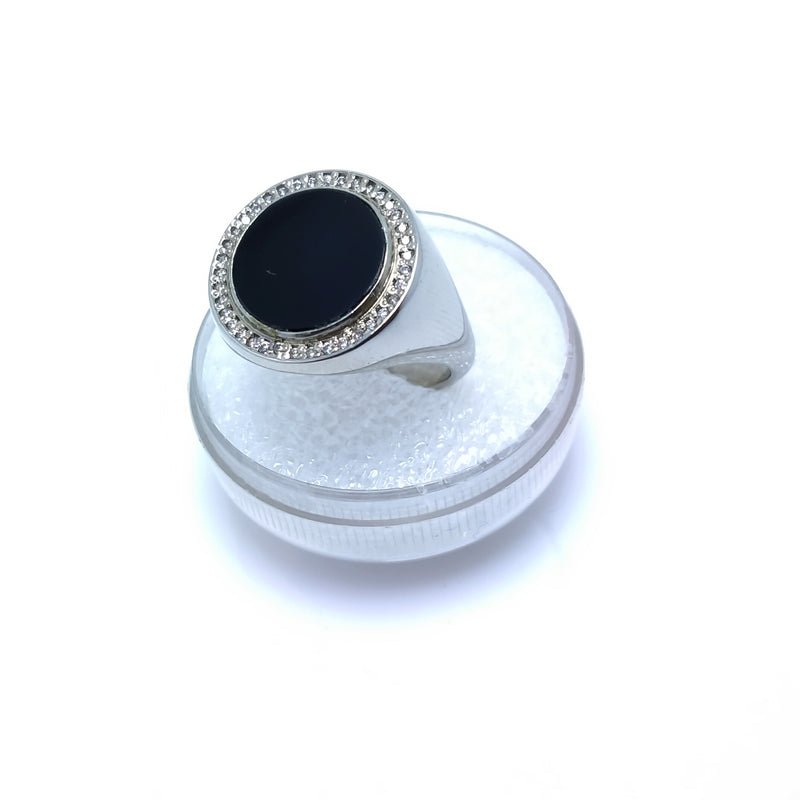 Men`s Ring with Black Onyx . (925 Silver)