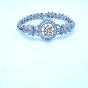Silver bracelet with champion and zircons white gold plated