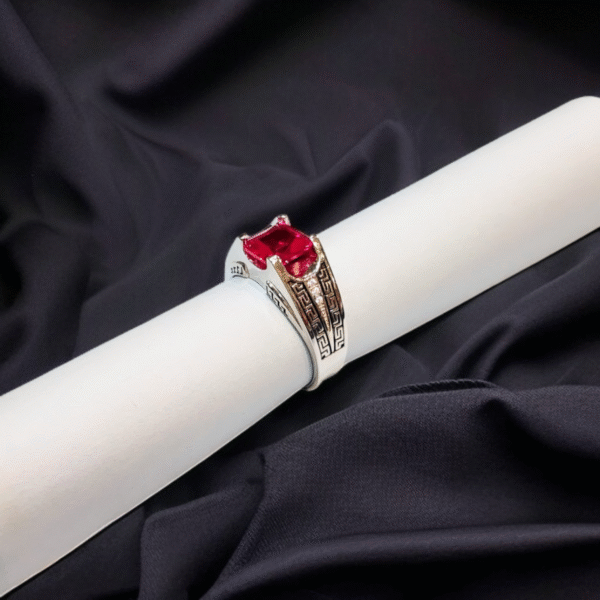 Silver Ring With Red Zircon - Image 2