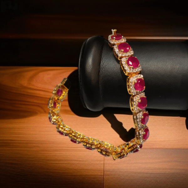 Sterling Silver Bracelet with Ruby & Zircon