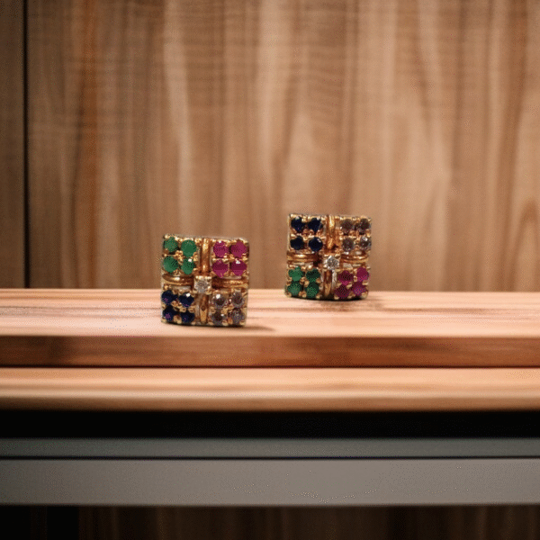 Tops Pair with Multi Color of Stones. (925 Silver) - Image 2