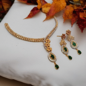 Gold Plated Necklace Set 925 Sterling silver With premium quality of zircons.