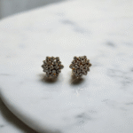 Diamond Style Flower Tops Pair with Cubic Zircons. (925 Silver)