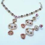 Gold Plated Necklace Set 925 Silver With Colored Zircons