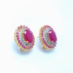 Gold Plated Tops Pair with Chetum Zircons. (925 Silver)