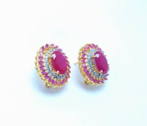 Gold Plated Tops Pair with Chetum Zircons. (925 Silver)