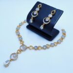 Gold Plated Heart Shape Necklace Set With American Zircons (925 Silver)