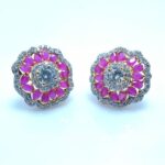 Gold Plated Ear Studs with American Zircons and Chetum. (925 Silver)