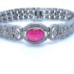 Silver Premium Quality Bracelet with Synthetic Ruby Champion and P Zircons