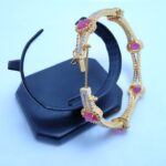 Silver Gold Plated Bangle with Chetum and Zircons