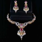 Gold Plated Necklace set With Chetam And Zircons.