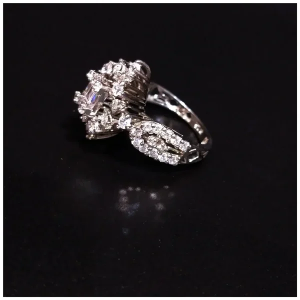 925 Silver Diamond cut Ring Premium Quality zircons Rhodium plated. - Image 2