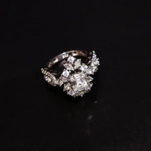 925 Silver Diamond cut Ring Premium Quality zircons Rhodium plated.