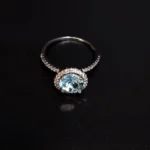 925 Silver Premium Quality Zircons Ring with Aqua marine