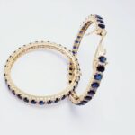 Gold Plated Bangles Pair with Blue Sapphire and Zircons. (925 Silver)