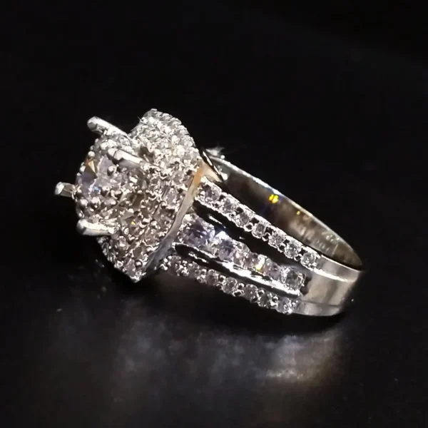 Diamond cut solitaire ring with white gold plated - Image 2