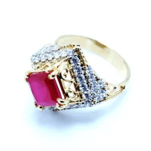 Gold Plated Ring with Chetum and Zircons. (925 Silver)