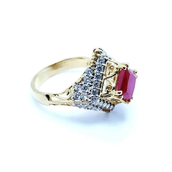 Gold Plated Ring with Chetum and Zircons. (925 Silver) - Image 2