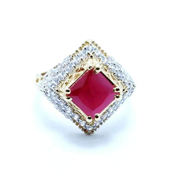 Gold Plated Ring with Chetum and Zircons. (925 Silver) - Image 3