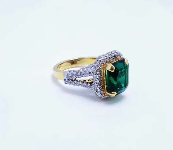 Gold Plated Ring with Colored Zircons. (925 Silver) - Image 2