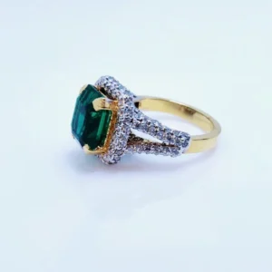 Gold Plated Ring with Colored Zircons. (925 Silver)