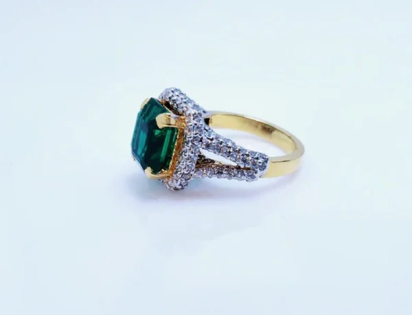 Gold Plated Ring with Colored Zircons. (925 Silver)