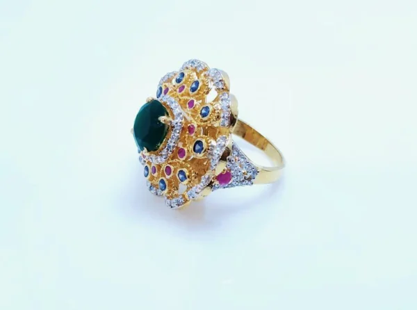 Gold Plated Ring with Colored Zircons. (925 Silver) - Image 2