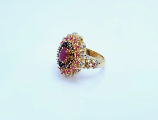 Gold Plated Ring with Colored Zircons. (925 Silver) - Image 2