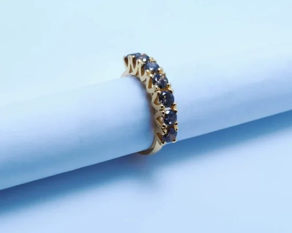 Gold Plated Silver Ring with Brown Zircon . (925 Silver) - Image 2