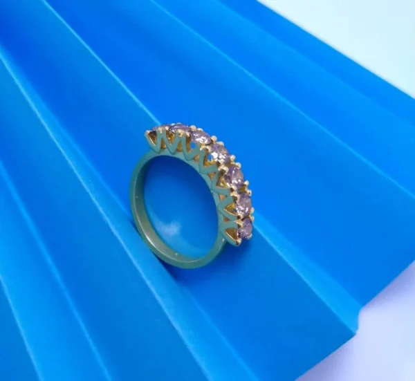 Gold Plated Silver Ring with Brown Zircon . (925 Silver) - Image 3