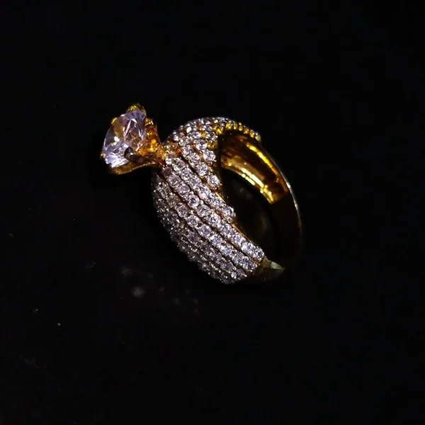 Gold Plated Solitaire Ring With premium quality of zircons 925 Silver - Image 2