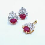 Gold Plated Pendant Set with Chetam and Zircons. (925 Silver)