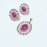 Gold Plated Pendant Set with Chetum and Zircons. (925 Silver)