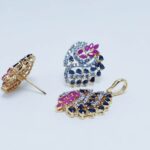 Gold Plated Pendant Set with blue Sapphire and Chetum Zircons. (925 Silver)