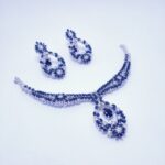 Rhodium Plated Necklace Set with Blue and White Zircons. (925 Silver)