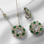 Locket Set with Green Jade & Zircon