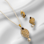Locket Set with Ruby, Zircon & Hanging Pearls