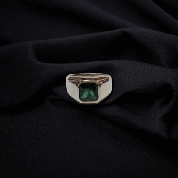 Silver Ring With Green Zircon