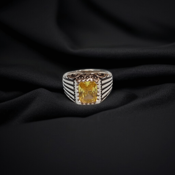 Silver Ring With Yellow Zircon