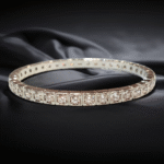 Silver Bangle with white Zircon
