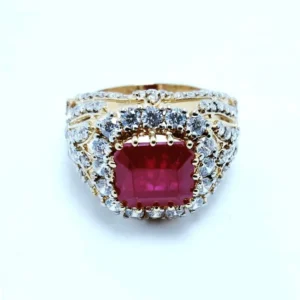 Silver Ring with Gold Plated and Zircons. (925 Silver)