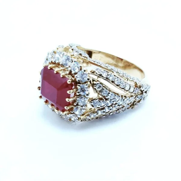 Silver Ring with Gold Plated and Zircons. (925 Silver) - Image 2