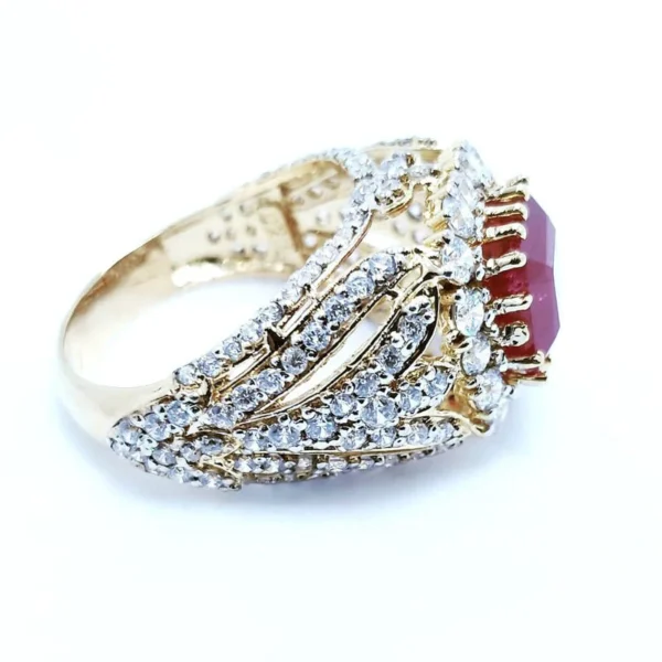 Silver Ring with Gold Plated and Zircons. (925 Silver) - Image 3