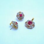 pendent Set Chetum Stone With American Zircons Silver with Gold Plated