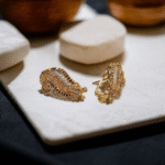 Gold Plated Earrings with Coffee & Zircon